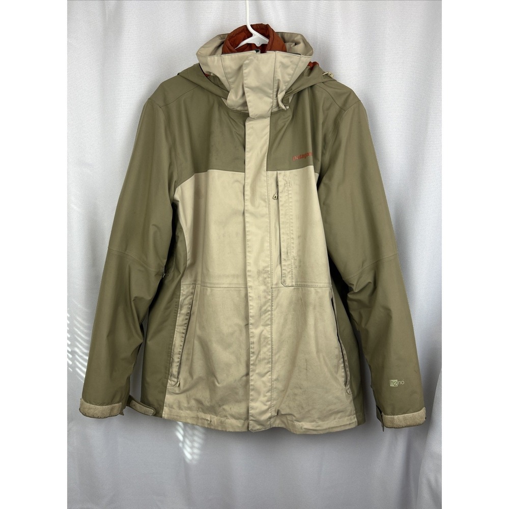 Patagonia Snowshot Jacket Medium 3 in 1 Outdoor Green Beige Orange Liner H2NO